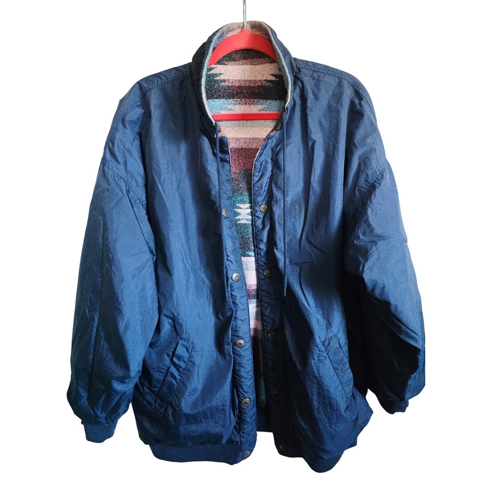 Braetan Vintage Southwestern Pattern Reversible Bomber Jacket Women 2X Snaps - Picture 3 of 13